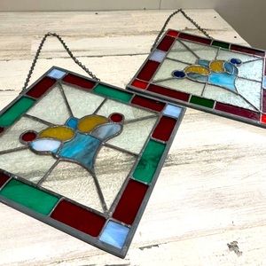Set of Two stained glass hearts